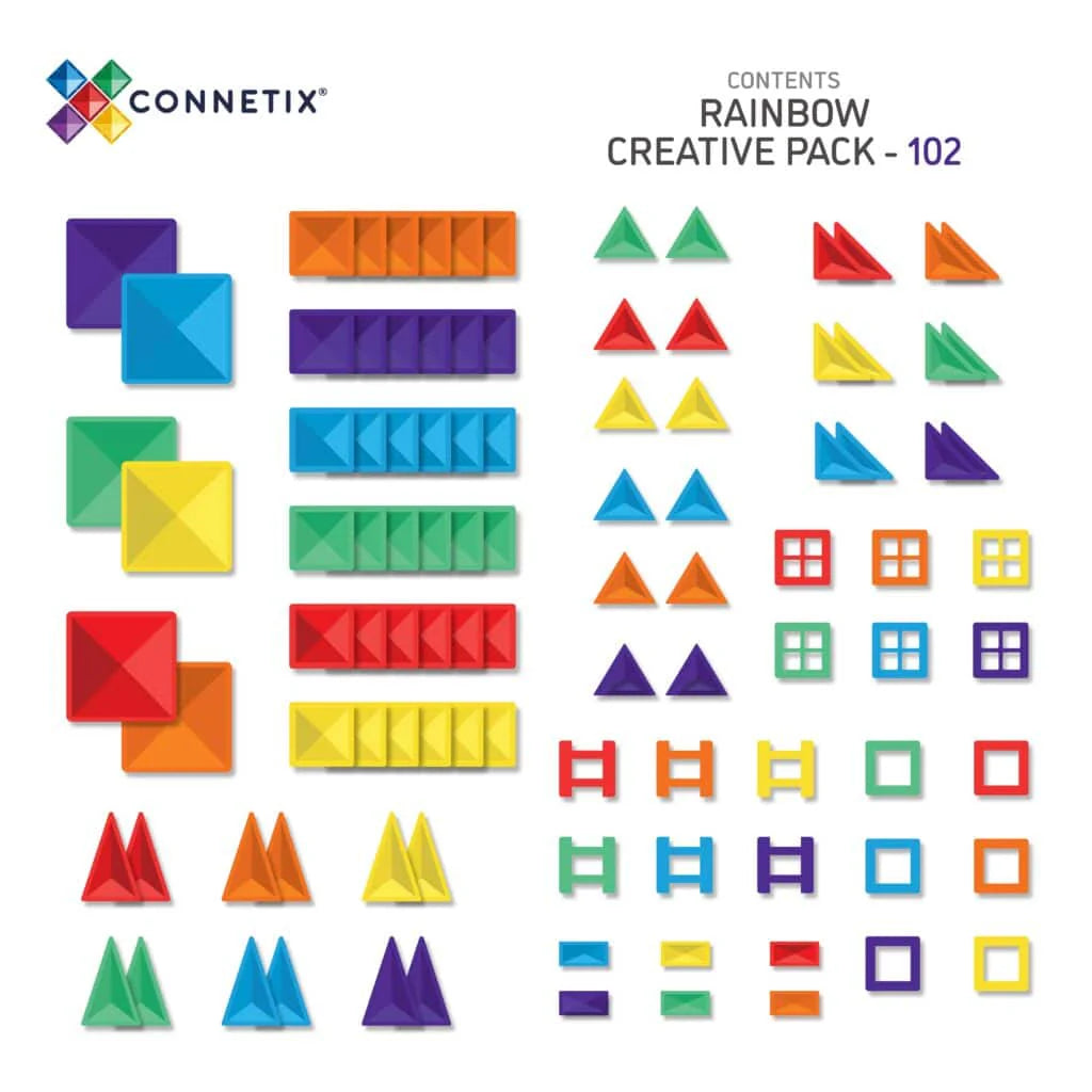 102 vnt. Connetix magnetinis konstruktorius - Rainbow Creative Pack