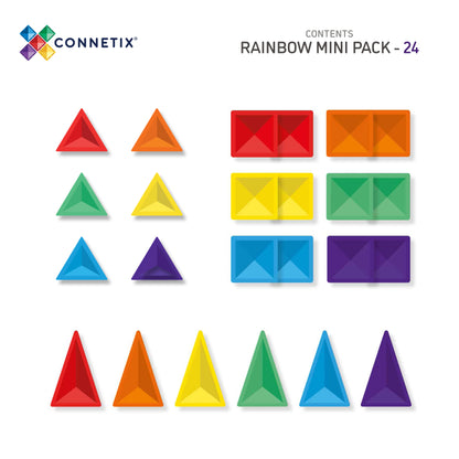 24 vnt. Connetix magnetinis konstruktorius - Rainbow Mini pack